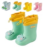  Botas de Agua Unisex Niños Niñas Luces Wellington Botas de Lluvia Impermeable y Antideslizante Rain boots 107 verde EU 20/21 (Tamaño de la etiqueta 140)