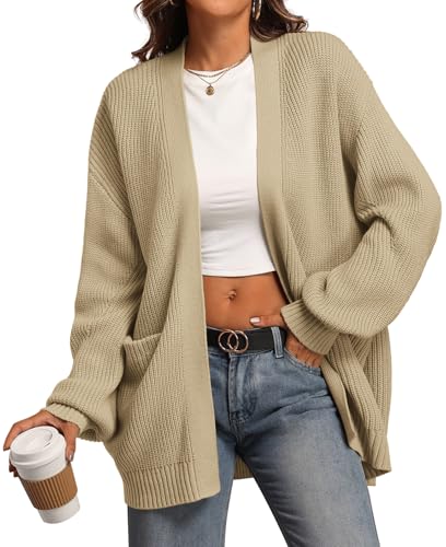 ATHMILE Sweaters for Women Fall Fashion Teacher Outfits Long Oversized Chunky Knit Cardigan Sweater Winter Clothing 2025 Apricot