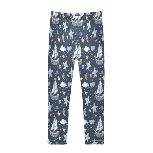 Toddler Girls Leggings Printed Yoga Pants Leggings Blue Star Boat for Kids