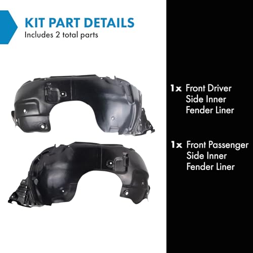 Image of TRQ Front Inner Fender Liner Set Compatible with 2014-2015 Kia Sorento KI1248139 KI1249139