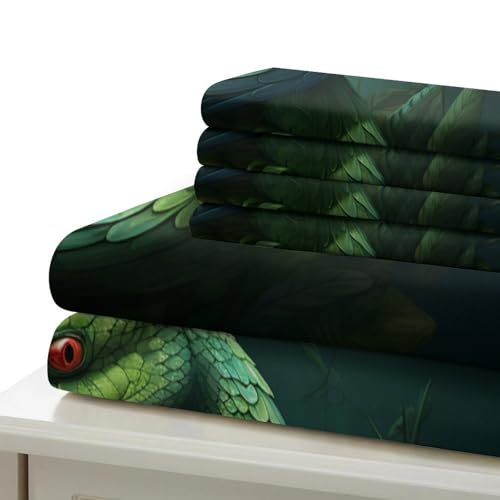 Housse de couette serpent vert hypoallergénique en microfibre douce - 7