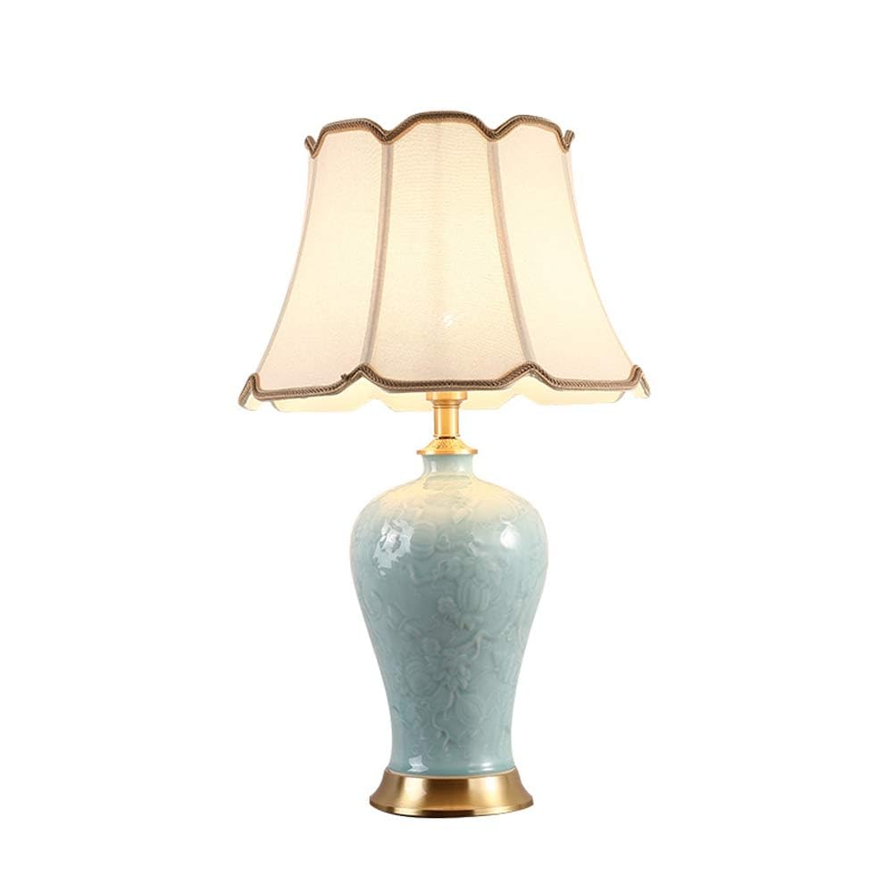SANBDDLYY Blue Ceramic Gourd Table Lamp - American Country Style for Bedroom, Living Room, Office & College(2)