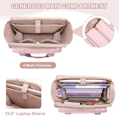 Image of Teacher Tote Bag for Women, Laptop Bag with Accordion File Organizer | Briefcase with File Organizer Compartment, Padded Laptop Sleeve, Large Capacity Teacher Work Bag Office Essential