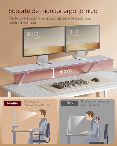 Miniatura 5 de Vasagle Escritorio En Forma De L, Esquinero, Con 2 Amplios Cajones, Mesa Con Soporte Para Monitor, Para Esquina, Con Estante Ajustable, Para Oficina Casa, Blanco Arce Lwd098w01