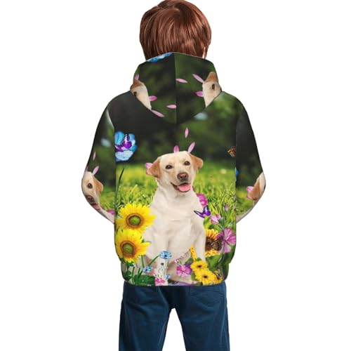 Labrador On The Grass Boy, Girls Sports Shirt Youth Pullover Fashion Hooded Sweatshirt2