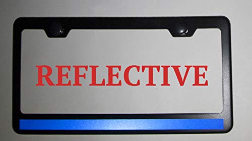 Flag-Themed License Plate Frame, High Grade And Durable (Reflective Thin Blue Line - 2 Pack) #TOP1