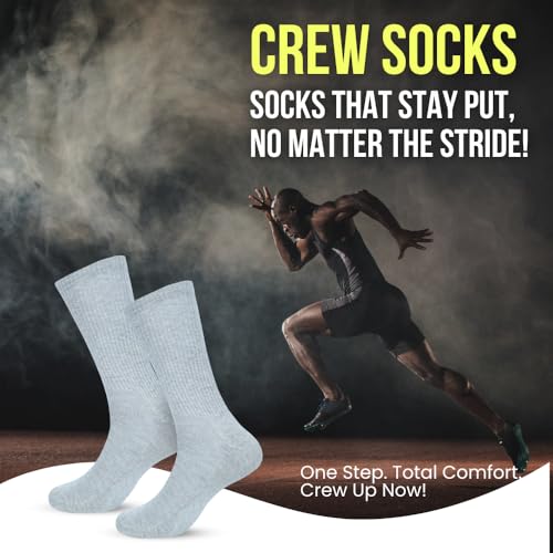 Image of Cotton Cushion Crew Socks for Women Athletics All Seasons Thick Warm Heavy Duty Reinforced Heel & Toe, Everyday Wear Athletic Crew Socks, Sports Socks for All PurposePack of 3 Pairs - Grey