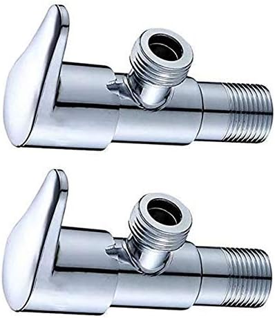 FUSION Brass Disk Angle Valve for Bathroom Angle Valve for Wash Basin Angle Valve for Toilet Angle Cocke for wash Basin Brass Angle Valve for Geyser (with Wall Flange and Teflon Tape) Set of 2