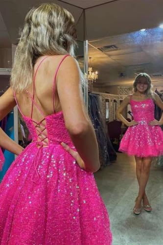 Spaghetti Straps Sequin Homecoming Dresses Sparkly Plus Size Short Prom Dresses for Women 20254