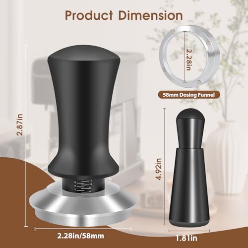 Image of Reoszeank 58mm Espresso Accessories Kit, Spring Loaded Calibrated Tamper, WDT Tool and Dosing Funnel Set Fits Breville 58 mm Espresso Coffee Machines and Portafilter
