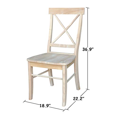 International Concepts X-Back Dining Chairs, Crossback, Solid Parawood, Unfinished (Set of 2) by IC INTERNATIONAL CONCEPTS - Image 7