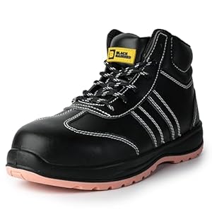 Black Hammer Safety Boots Lightweight Womens Composite Toe Cap With Midsole Protection Metal Free Non Slip Breathable S3 SRC Flo