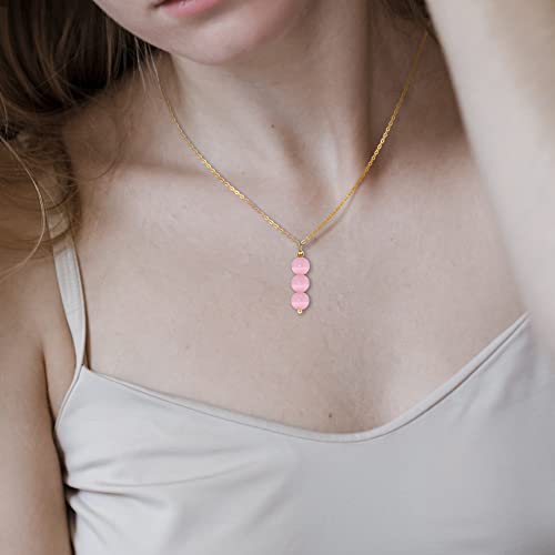 Rose Quartz Necklace Pink Necklace For Women, Crystal Jewelry As Spiritual Gifts For Daughter Pink Beaded Necklace As Rose Quartz Jewelry For Friends Crystal Pendant Necklace Healing Gifts For Girls #TOP1