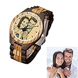 Personalisierte Custom Foto Holzuhr Armbanduhr für Männer graviert Vatertagsgeschenk für Männer Papa Opa (style7 40MM-Herren)