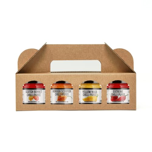The World's Hottest Chilli Challenge Gift Set | 2020 Edition | Extremely Hot Chilli Set | 4X 41ml Concentrated World's Hottest Chilli Purees