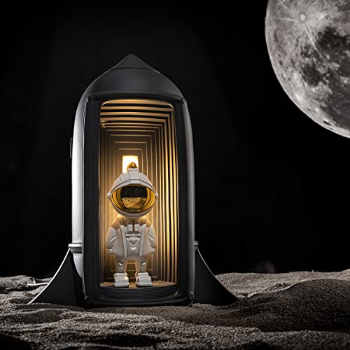 Linsbo Astronaut Planet Resin Statues Office Home Tabletop Decor,Modern Art Space Theme Children's Room Decoration,Yellow Astronaut With Golden Metal Mirror Mask,Yellow #TOP5