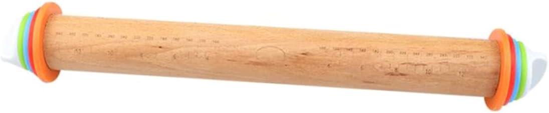 Mikinona Rolling Pin with Scale Adjustable Thickness Rings for Baking Non-stick Roller Stick