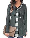 【Jeder Anlass】: Damen Elegant Langarm Lässig Tunika in A-Linien Form, Zuhause, Weihnachten, Alltag, Schule, Hochzeit, Lounge, Arbeit, Date, Ausgehen, Büro, beerdigung, geeignet für alle Gelegenheiten, Sie können es allein im Frühherbst oder im Winter mit einem langen Mantel tragen.