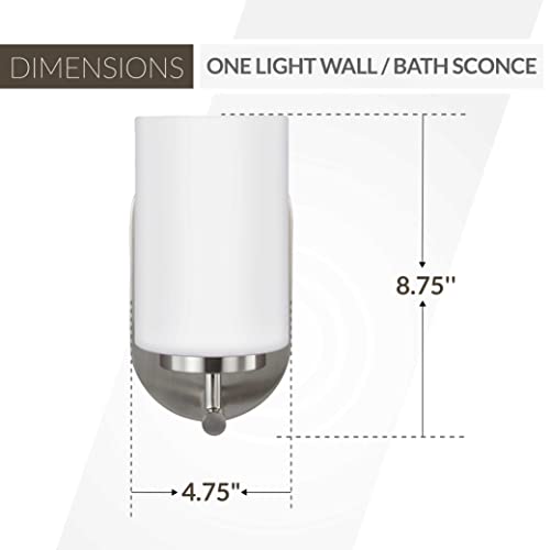 Image of Generation Lighting 41160-962 1-Light Oslo Bath Fixture Wall Lamp Brushed Nickel 41160-962, Bathroom Light Fixture for Home Decor, Vanity Light Fixture Uses A19 Standard or LED Light Bulbs