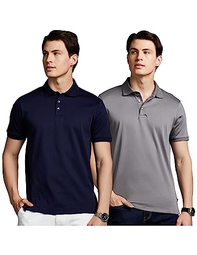 Symbol Premium Mens Super Soft Classic Polo T-Shirt: Regular Fit | Navy Blue + Grey (Pack of 2)_L (B0C9DX7NJ5) Amazon Price History, Amazon Price Tracker