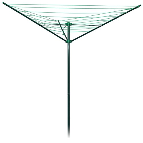 Strata 91 FT Umbrella Clothesline Outdoor - Clothes Line Outdoors Green Painted Steel Frame with Ground Socket - Clotheslines for Outside Laundry Drying, Washing Line for Hanging Clothes, Sheets etc