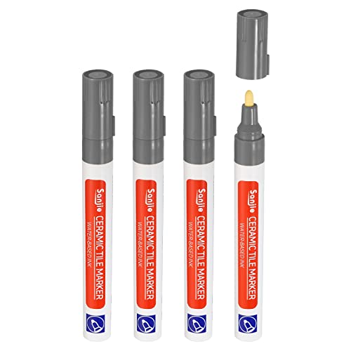 PATIKIL Fugenstift, 4 Pack Fliesenfarbe Markierung Reparatur Stifte Farbe Stifte Fliesen Fugensiegel Stift mit zusätzlichen Tipps für Boden fliesen spalt, hellgrau