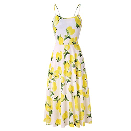 Robe décontractée sans manches col en V jaune XXL avec tissu léger et respirant