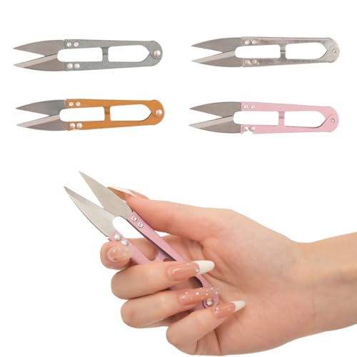4 Pack 4.1-Inch High Carbon Steel Mini Sewing Scissors - Precision Craft Snips for Trimming Leaves Sewing Knitting DIY Crafts & More