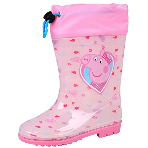 Peppa Pig Peppa Wutz Pinke Gummistiefel für Mädchen mit Strickbündchen, Herzen 25/26 EU Cover
