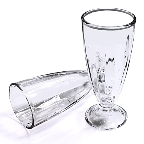 Binsakao Milkshake Glasses Cups Soda Fountain With Spoons, Milk Shake, Ice Cream Soda Glass, 12-Ounce, Clear, Set Of 2 #TOP1