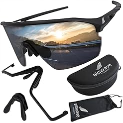 BIGWAVE 906 Sportbrille Schnelle Brille Fahrradbrille Sonnenbrille für Damen und Herren UV400 mit verspiegeltem Gläsern im Shield-Design. Anti-Beschlags-Beschichtung