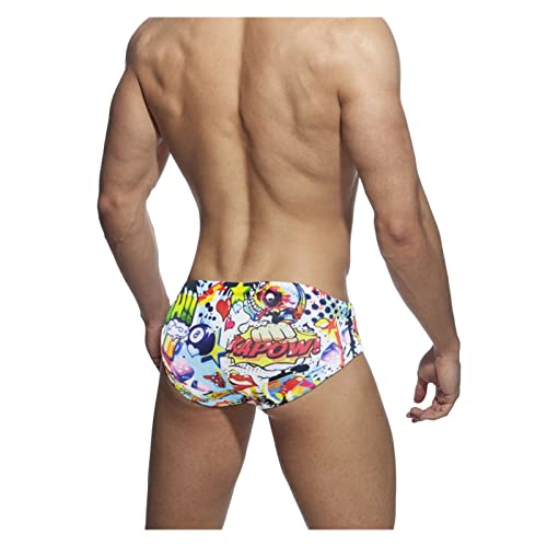Hypaw Men Swim Briefs Beach Pants Surfing Bathing Low-Waist Surfboard Cartoon Swimwear Padded Push-Up Swimming Swimsuits (Color : White, Size : 2Xl) #TOP3