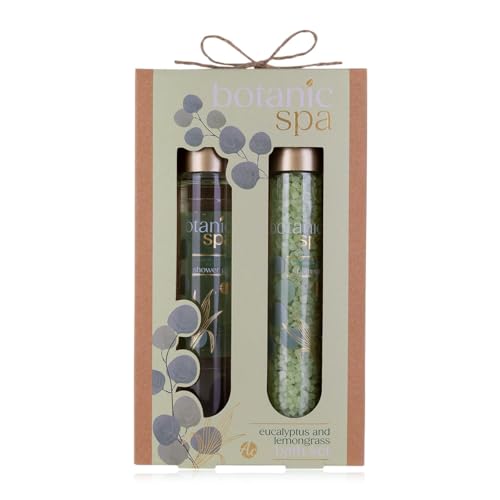 Set de baño Accentra BOTANIC SPA en caja de regalo para mujeres, set de regalo de bienestar con gel de ducha de 60 ml y sales de baño de 80 g, set de spa para mimarse, ideal como regalo de cumpleaños