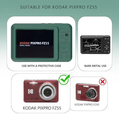 Image of Case for Kodak PIXPRO FZ55,FZ55 accessories,Soft Silicone Protective Case,Comes with 2 Screen Protectors and 1 Wrist Strap - Dark green