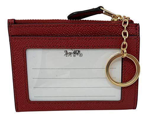 Coach Crossgrain Mini Skinny Id Key Ring Card Case 1941 Red 88250, X-Small #TOP27