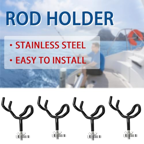4PCS Sure Grip Steel 20 Degree Angle Rod Holder with Mounting Base Fishing Rod Holder for Boat, Ship, Yacht and More for Fishing Lovers - Thumbnail 2