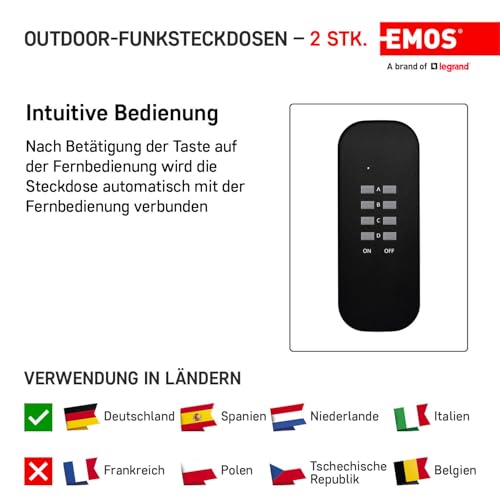 Funksteckdose außen EMOS P0068 Outdoor Funksteckdosen Set