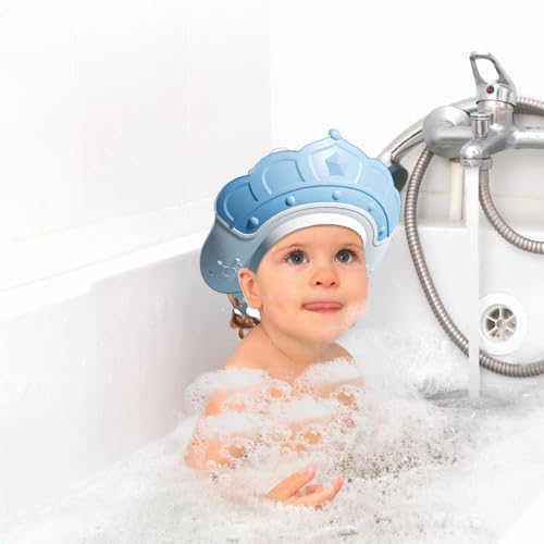Shower Hat - Kids Shower Cap Shampoo Shield | Child Shower Protector | Bath Head Cap Visor With Water Temperature Gauge And Shampoo Cup - Shampoo Cap With Shampoo Brush, Protect Ears Eyes - Thumbnail 3