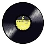 Binhe Tapis De Sol en Disque Vinyle, Tapis Rétro Noir CD Antidérapant Design Créatif Rond, 2 Pi 7 Po De Diamètre, Tapis De Chambre à Coucher (D)