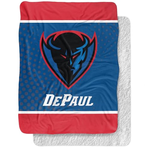 DePaul University Blanket, 60"x80" Logo Dots Silky Touch Sherpa Back Super Soft Throw Blanket