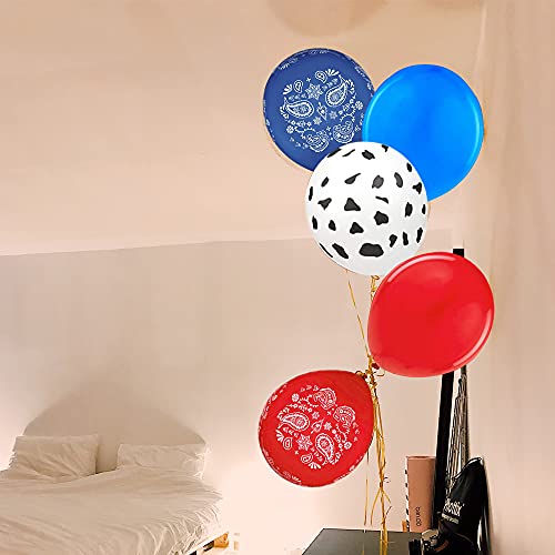 Western Bandana Balloons, 12 Inch Cowboy Print Balloons Solid Color Balloons Funny Cow Print Balloons For Cowboy Party Decoration, Wedding Engagement Arch Garland Decoration, 50 Pcs #TOP3