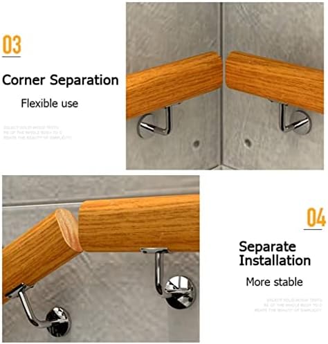 ybaymy 100CM Wooden Handrail Complete Set Staircase Handrail Wood Banister Anti-Slip Stair Railing with Metal Bracket Fitting for Indoor Outdoor Elderly Children Loft Safety Stairway Support Rods