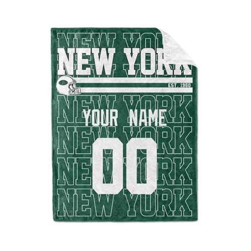 Image of ANTKING New York J Throw Blanket for Men Women Boy Custom Name and Number Gifts