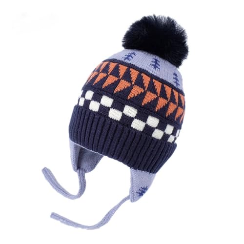 Kids Winter Knitted Hat Soft and Warm Beanie Hats with Cute Pom-poms Suitable for Boys and Girls
