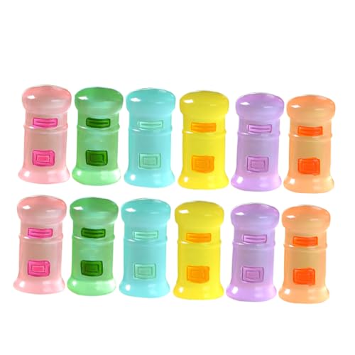 CAXUSD Miniature Mailbox Garden Decor 12pcs Glow-in-The-Dark Mailbox Figurines DIY Statue Ornaments