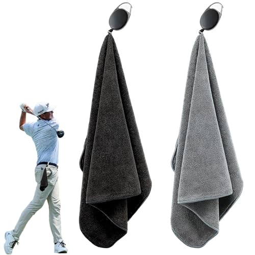 3PCS Golf Towel with Retractable Hook, 30x30cm Microfiber Go