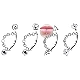 TFENY SJGF 4 Pcs 316L 16G Lip Rings Snake Bite Jewelry Eyebrow Rings Tragus Helix Rook Piercing Jewelry with Chain, Stainless Steel Cartilage Earrings, Belly Button Ring Vertical Labret Lip Piercing (Silver 10mm)