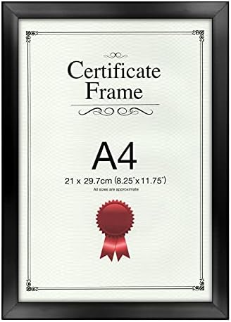 A4 Certificate Photo Picture Frame Perfect For Kitchen Wall Art Print, Poster Frame, Freestanding and Wall Mountable, 21cm x 29.7cm - Black Pack of 5 Frames