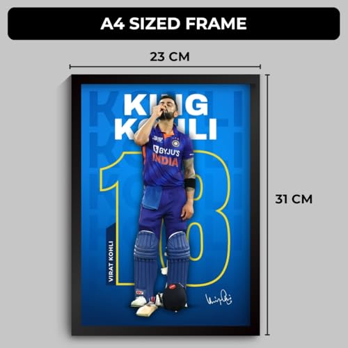 Image of Virat Kohli Poster | Framed King Kohli 18 Wall Art | Indian Team Edition | Cricket Legend | Premium Sports Decor for Cricket Fans | Motivational Wall Poster | Virat Wall Poster for Room (F 149)