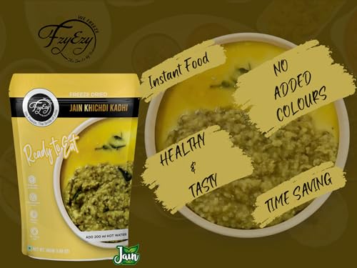 Image of FzyEzy Freeze-Dried Jain Kadhi Khichdi | Instant Ready-to-Eat Meal | Pure Vegetarian | No Onion, No Garlic | Gluten-Free & Preservative-Free | Just Add Hot Water (48g)